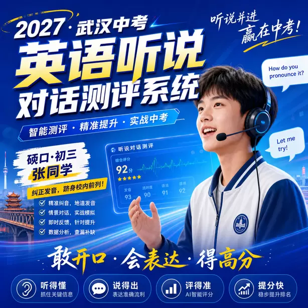 武汉中考英语人机对话考试时长硚口&middot;初三张同学（纠正发音，跻身校内前列）